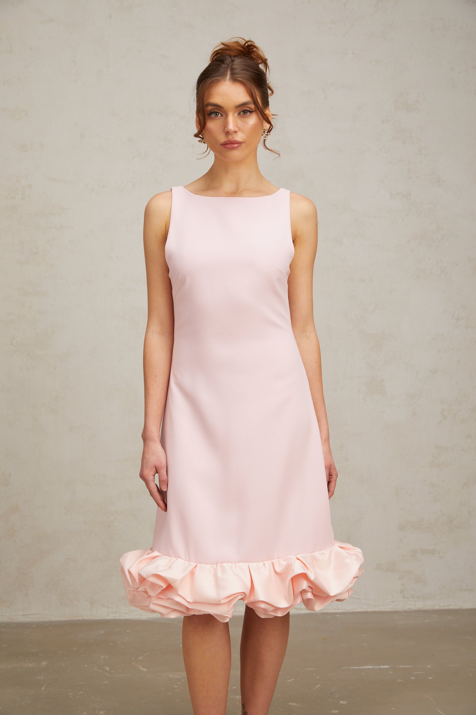 Flowering Girl Women Charlène pink ruffled sleeveless midi dress