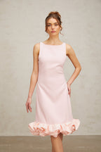 Flowering Girl Women Charlène pink ruffled sleeveless midi dress