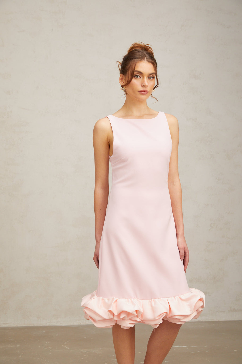 Flowering Girl Women Charlène pink ruffled sleeveless midi dress
