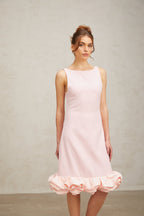 Flowering Girl Women Charlène pink ruffled sleeveless midi dress