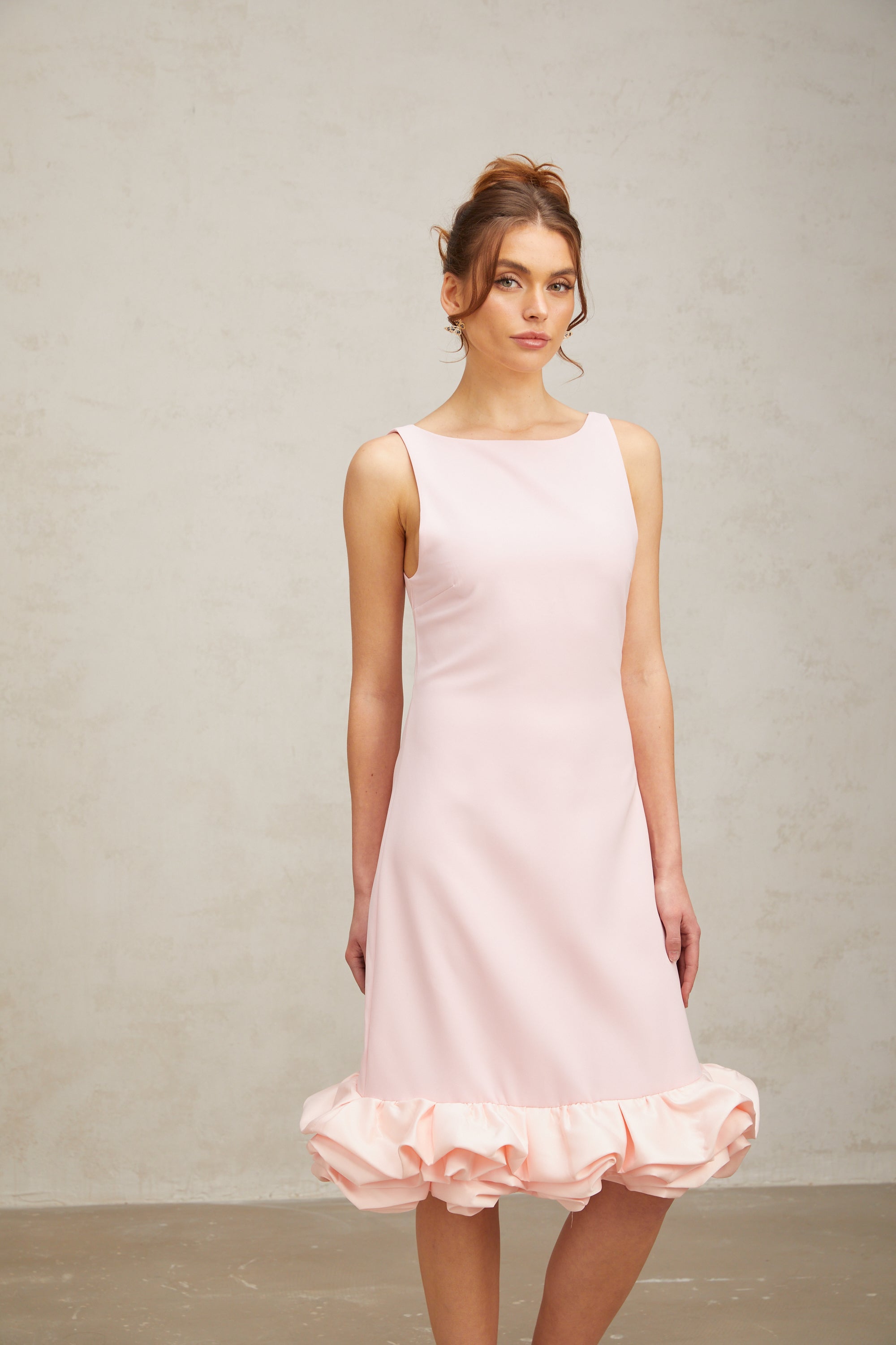 Flowering Girl Women Charlène pink ruffled sleeveless midi dress