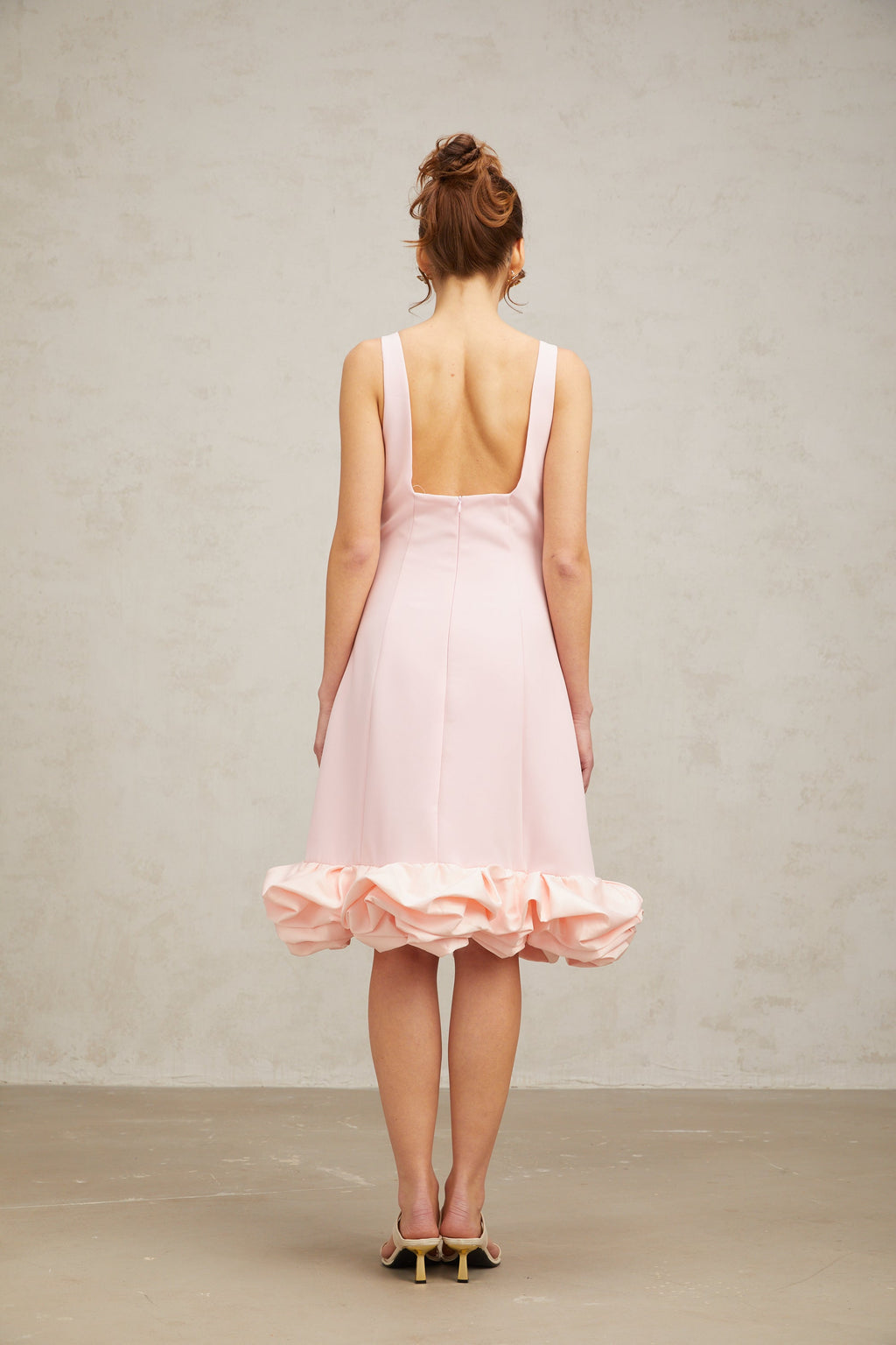 Flowering Girl Women Charlène pink ruffled sleeveless midi dress