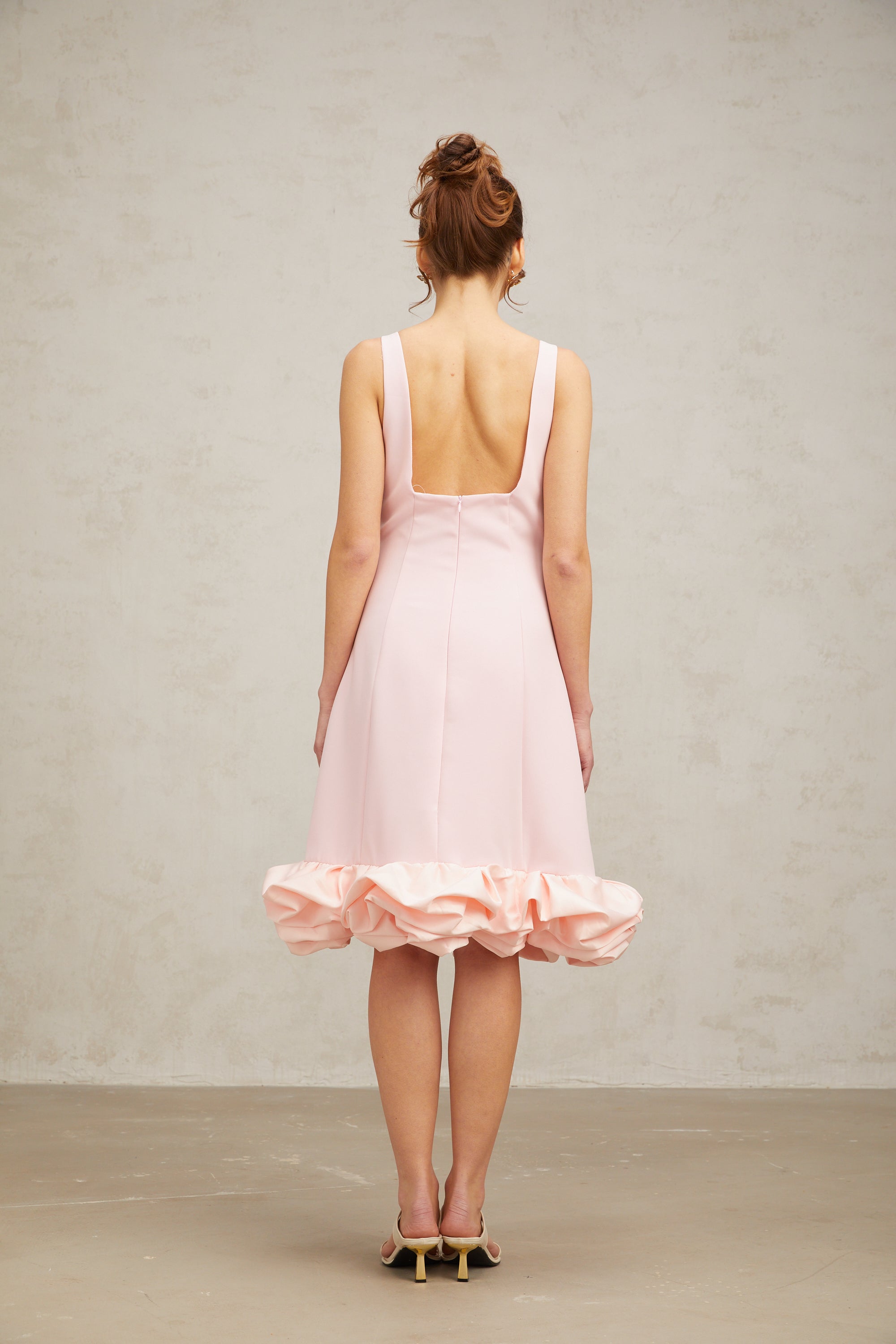 Flowering Girl Women Charlène pink ruffled sleeveless midi dress