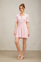 Flowering Girl Women Nolwenn pink flared fine-knit mini dress