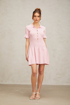 Flowering Girl Women Nolwenn pink flared fine-knit mini dress