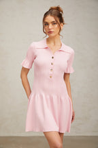 Flowering Girl Women Nolwenn pink flared fine-knit mini dress