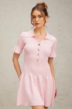 Flowering Girl Women Nolwenn pink flared fine-knit mini dress