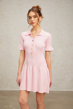 Flowering Girl Women Nolwenn pink flared fine-knit mini dress