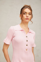 Flowering Girl Women Nolwenn pink flared fine-knit mini dress