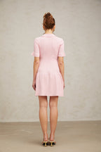 Flowering Girl Women Nolwenn pink flared fine-knit mini dress