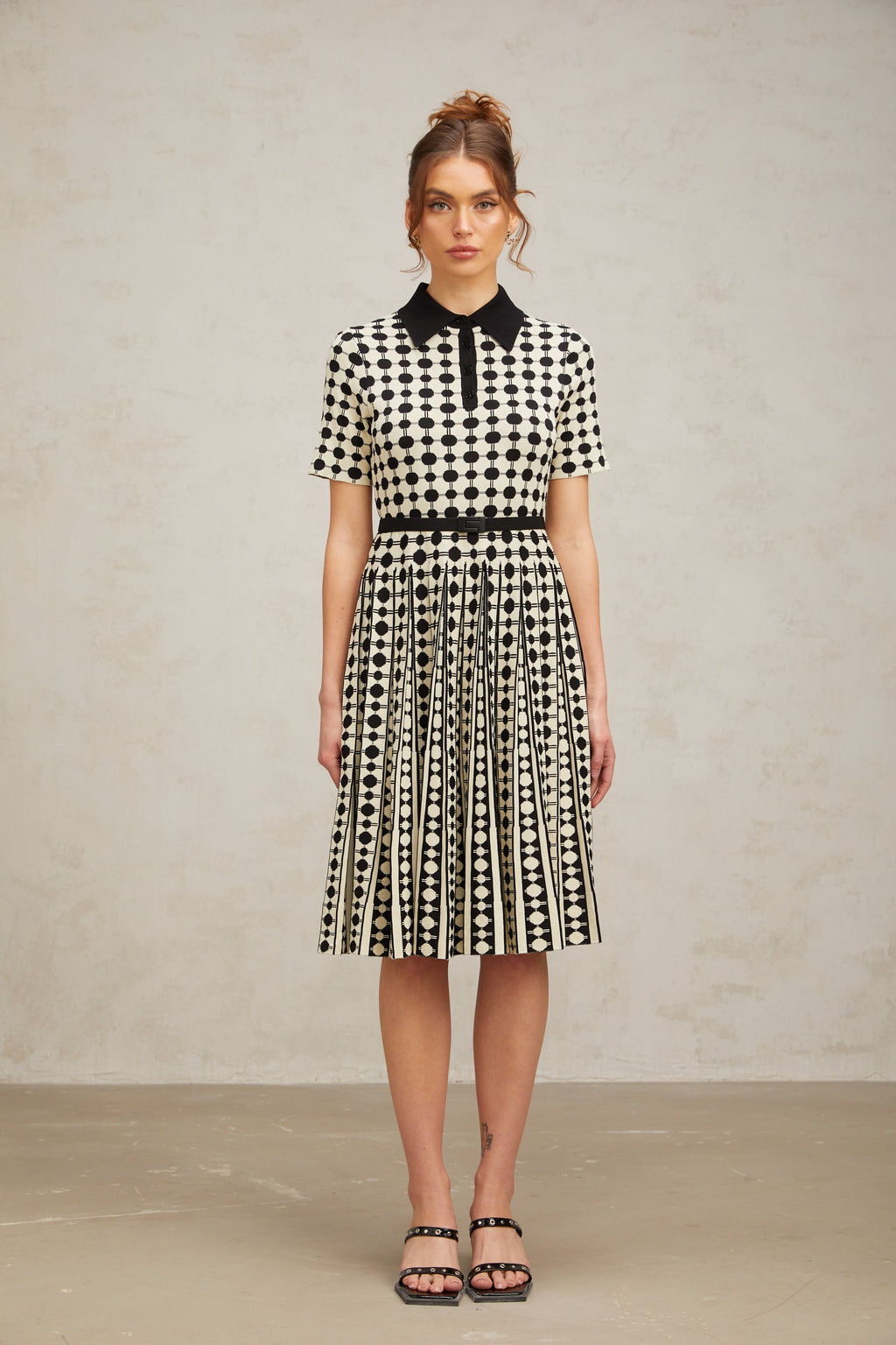 Flowering Girl Women Xavière color-blocked polka-dot knit midi dress