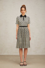 Flowering Girl Women Xavière color-blocked polka-dot knit midi dress