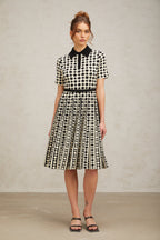 Flowering Girl Women Xavière color-blocked polka-dot knit midi dress