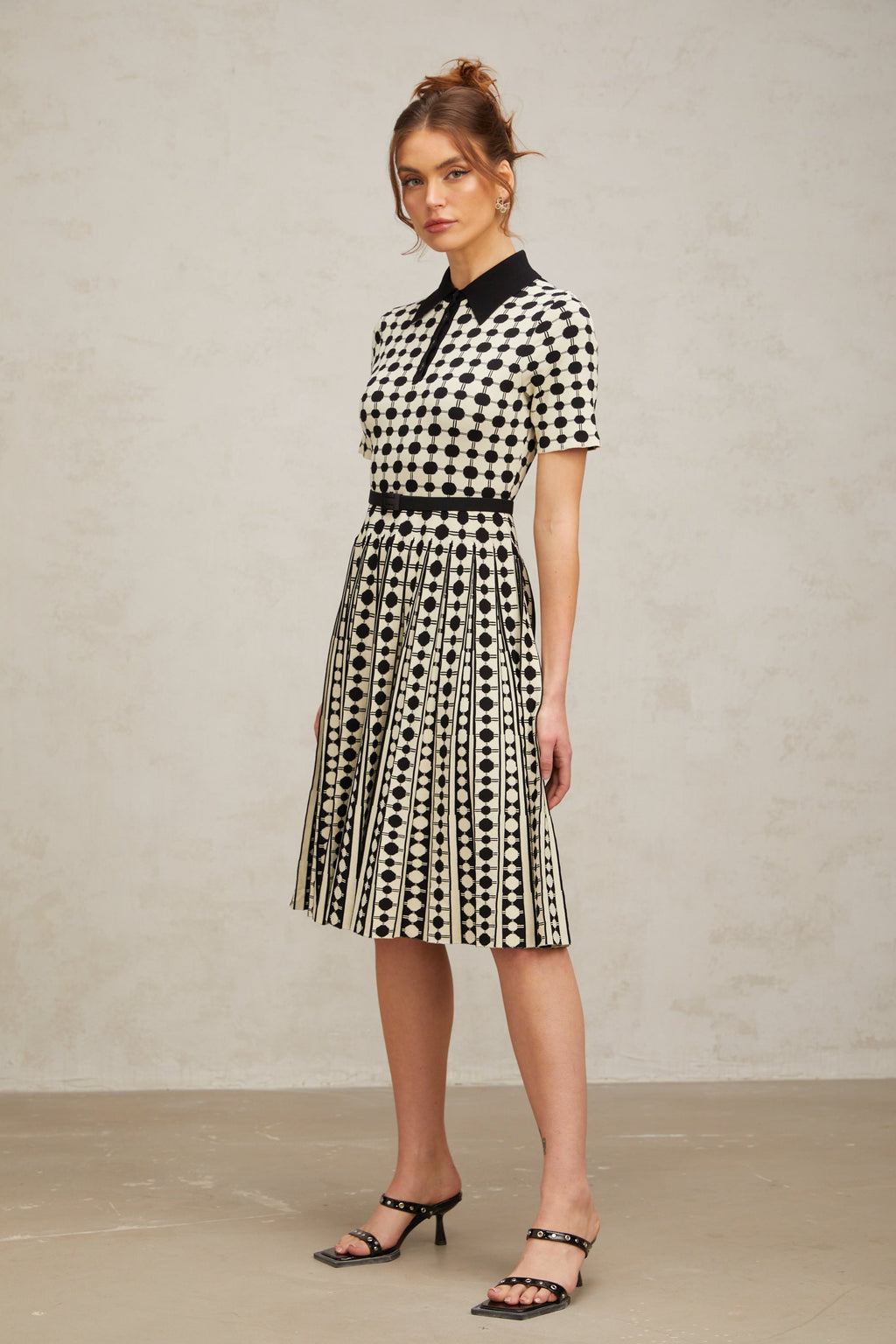 Flowering Girl Women Xavière color-blocked polka-dot knit midi dress