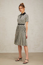 Flowering Girl Women Xavière color-blocked polka-dot knit midi dress