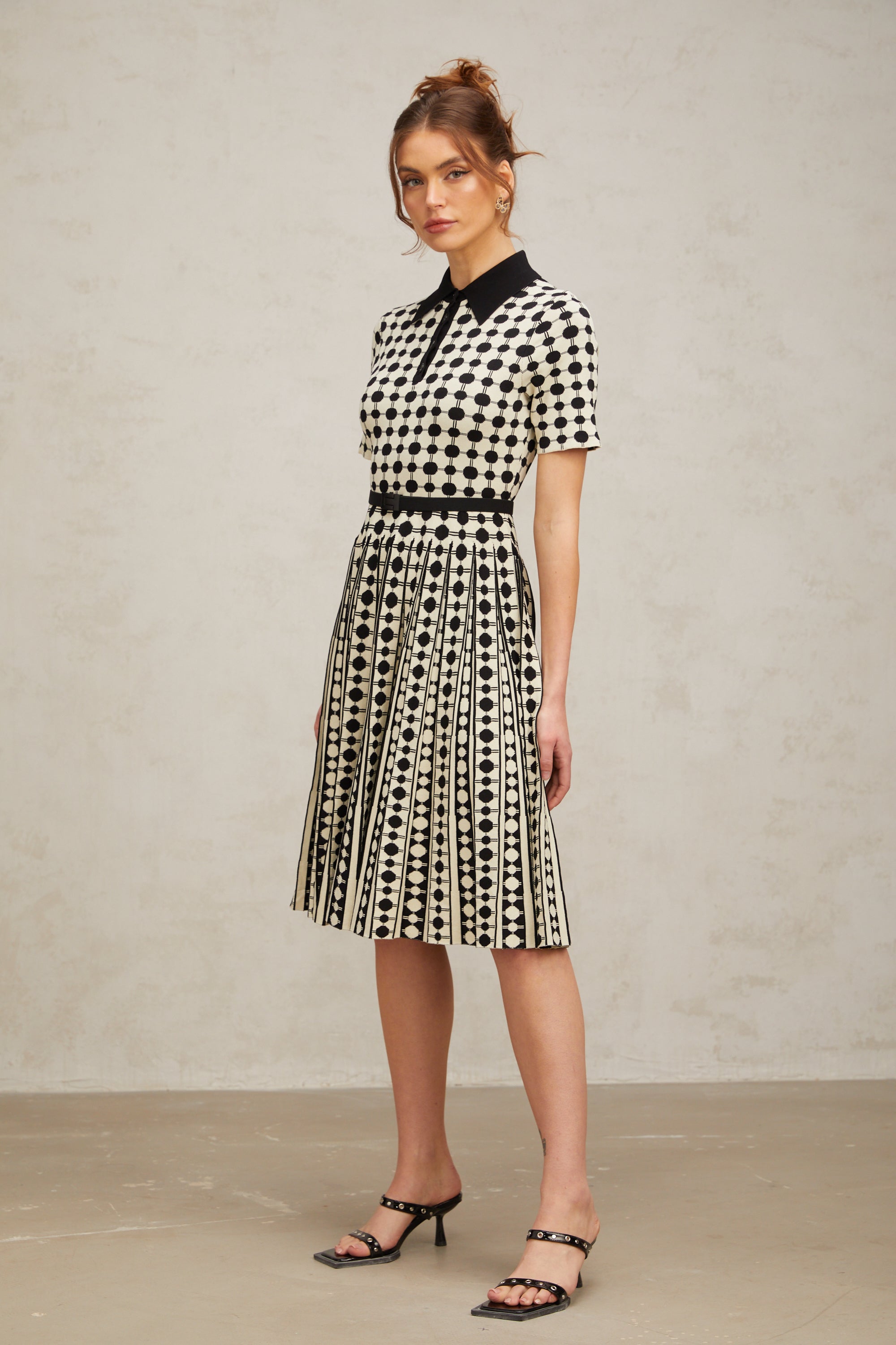 Flowering Girl Women Xavière color-blocked polka-dot knit midi dress