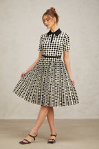 Flowering Girl Women Xavière color-blocked polka-dot knit midi dress
