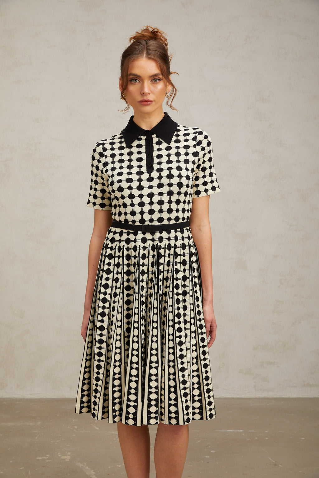 Flowering Girl Women Xavière color-blocked polka-dot knit midi dress
