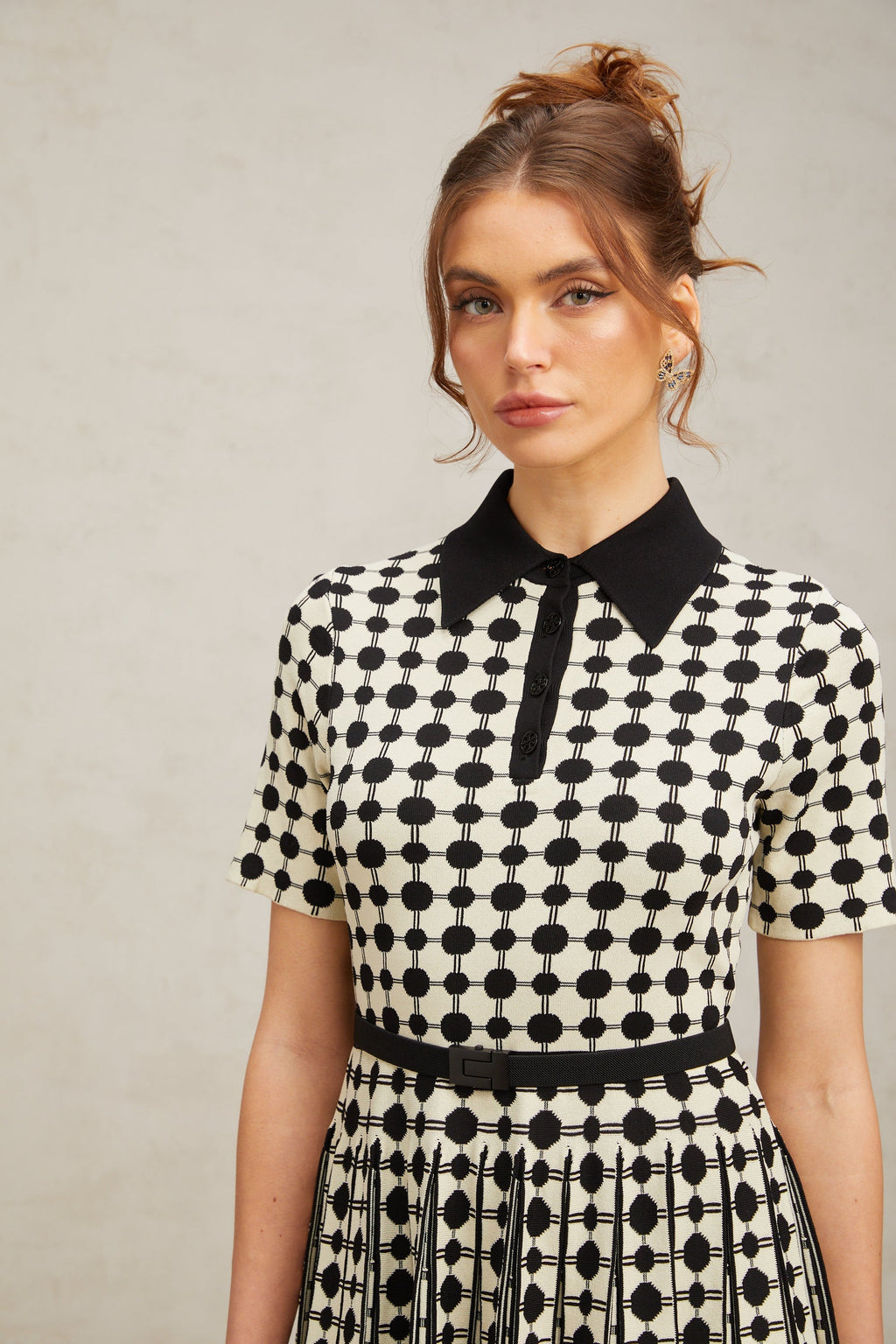 Flowering Girl Women Xavière color-blocked polka-dot knit midi dress