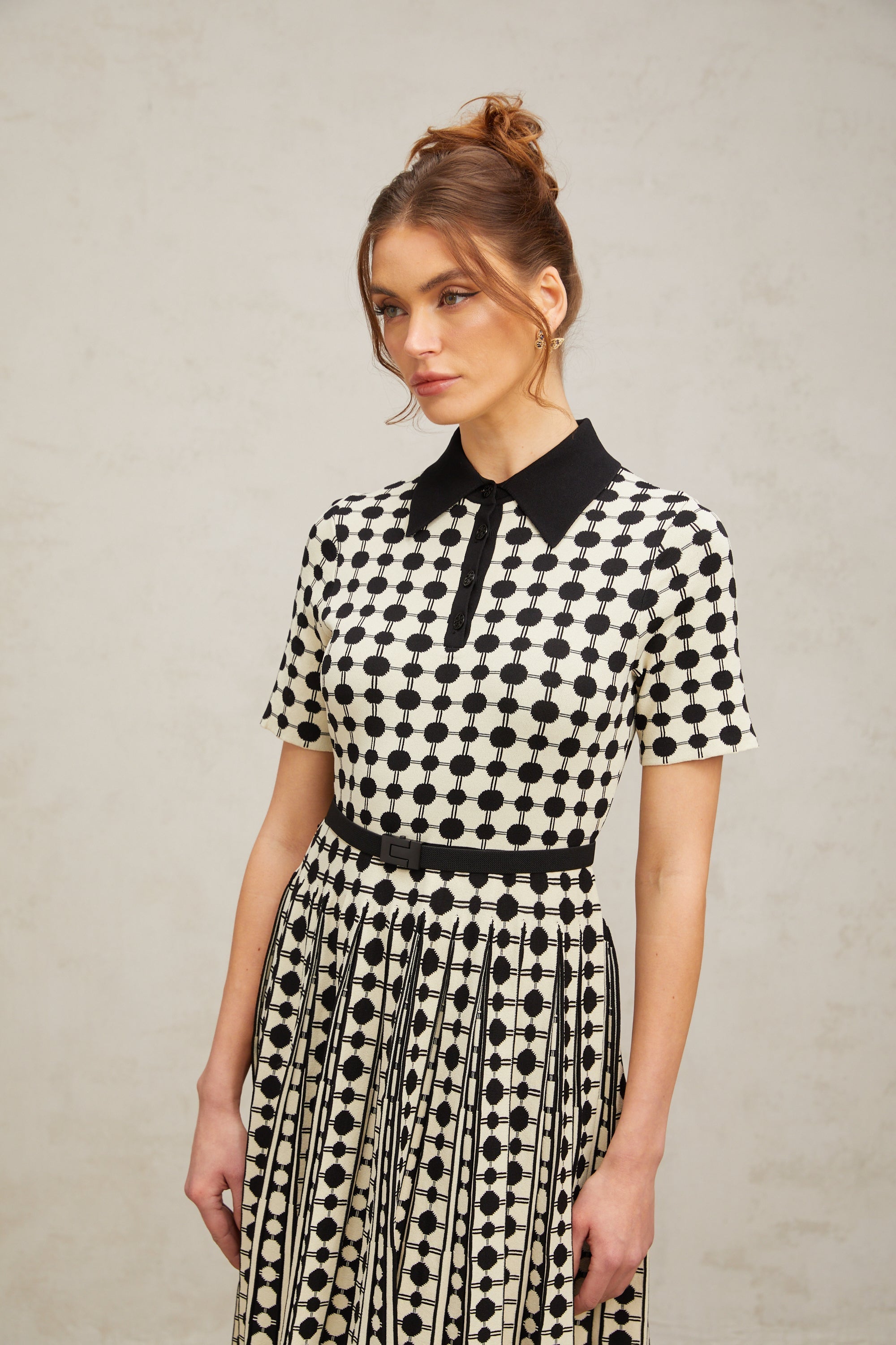 Flowering Girl Women Xavière color-blocked polka-dot knit midi dress