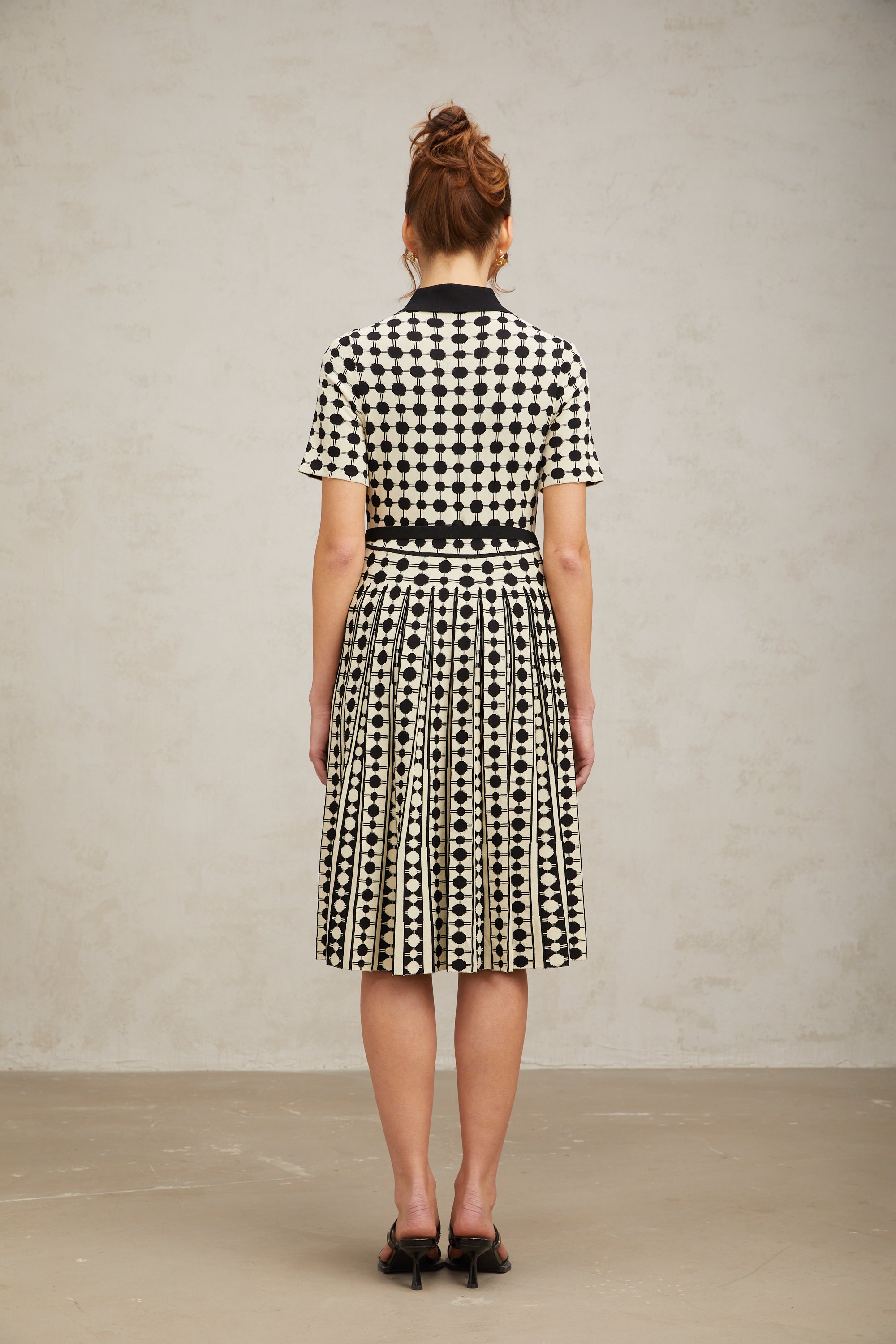 Flowering Girl Women Xavière color-blocked polka-dot knit midi dress