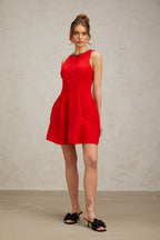 Flowering Girl Women Katie red crystal-embellished puff mini dress