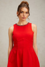 Flowering Girl Women Katie red crystal-embellished puff mini dress