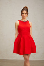 Flowering Girl Women Katie red crystal-embellished puff mini dress