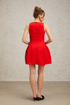 Flowering Girl Women Katie red crystal-embellished puff mini dress