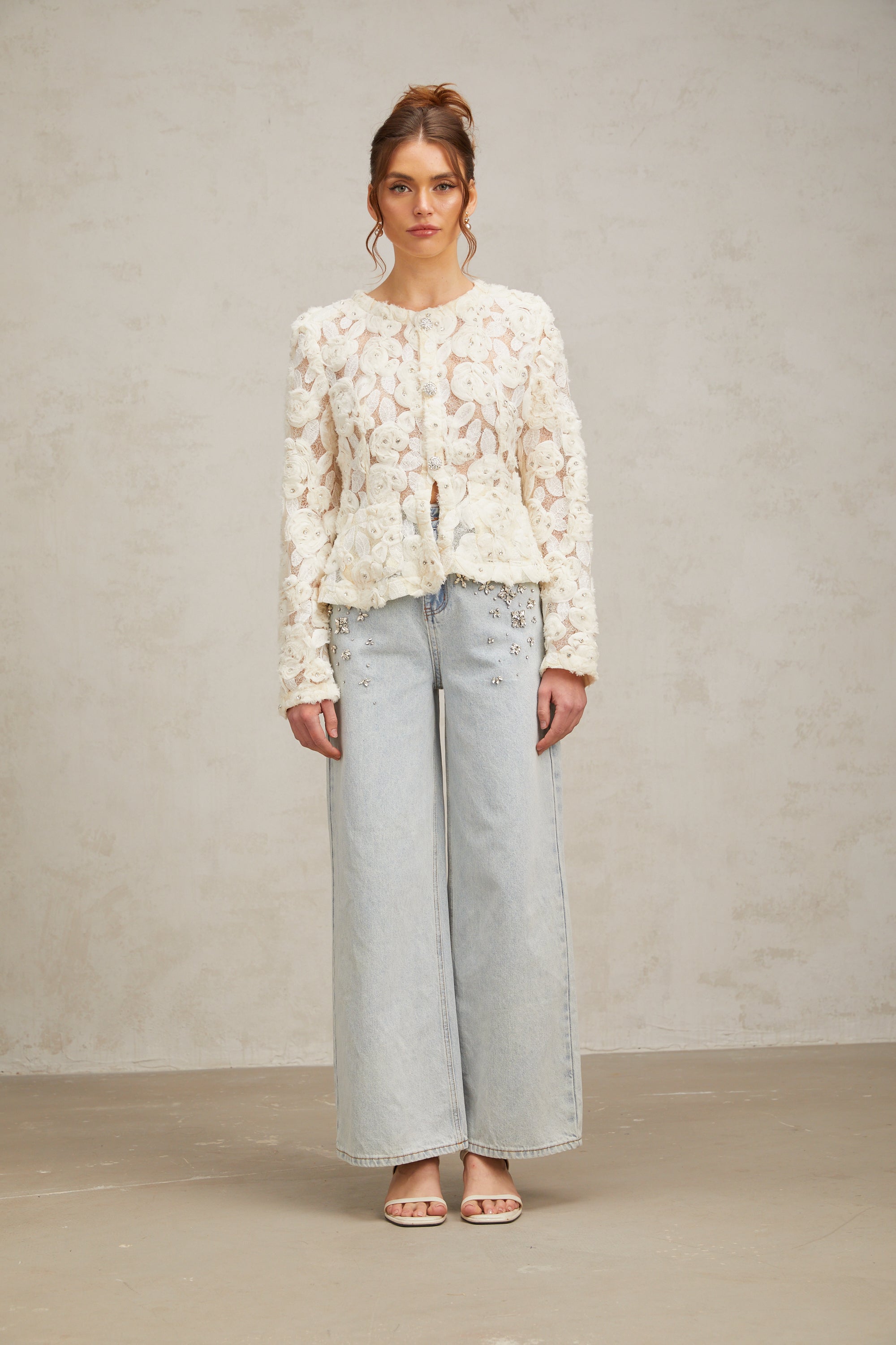 Flowering Girl Women Marianne Floral-Appliqué Embellished Jacket
