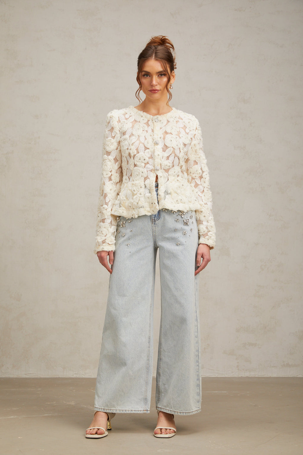Flowering Girl Women Marianne Floral-Appliqué Embellished Jacket