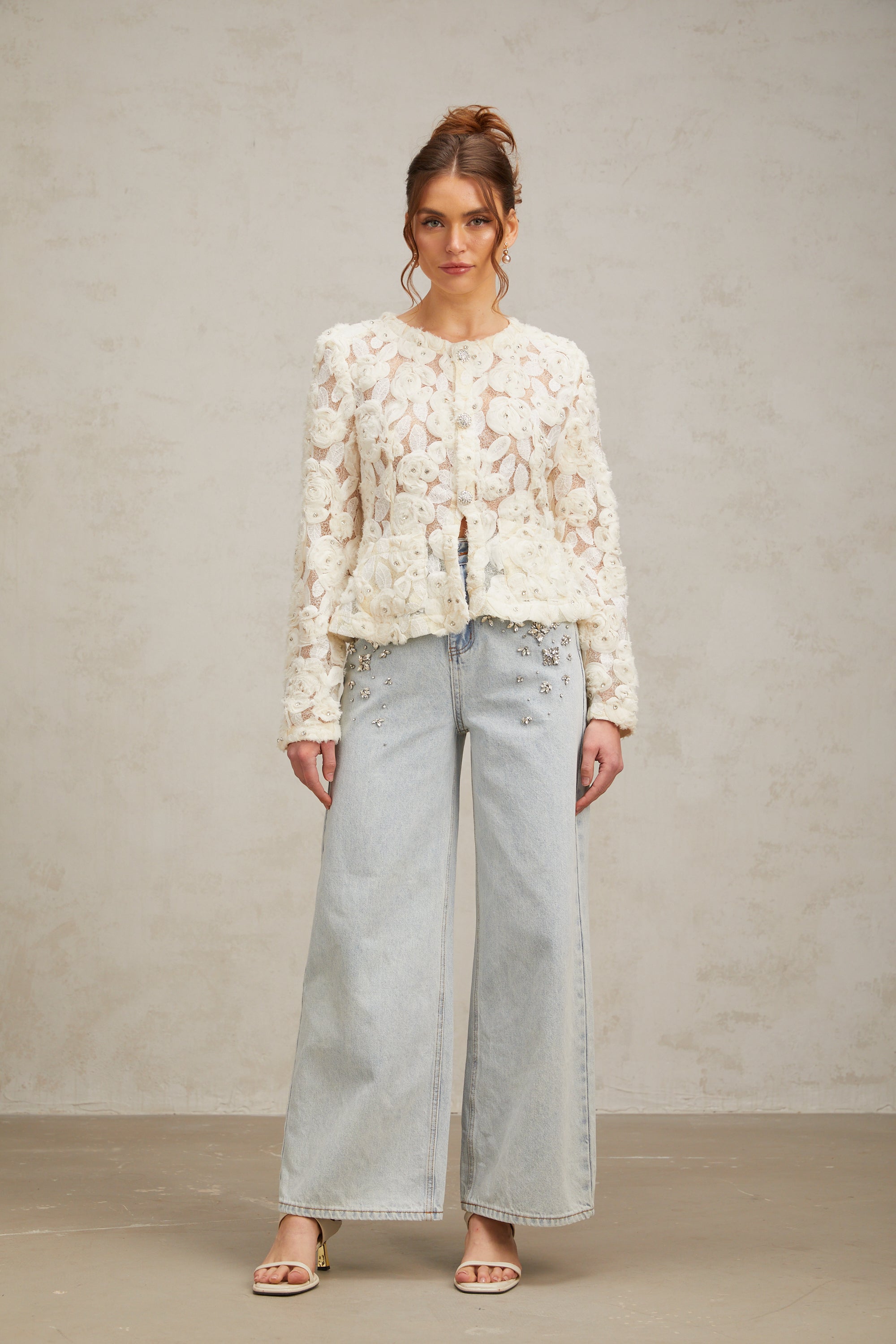 Flowering Girl Women Marianne Floral-Appliqué Embellished Jacket