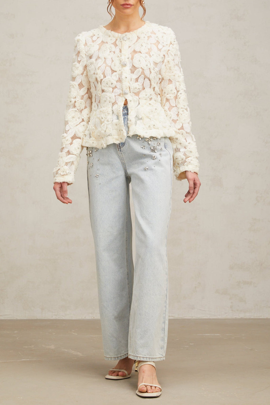 Flowering Girl Women Marianne Floral-Appliqué Embellished Jacket