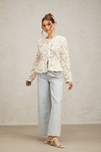 Flowering Girl Women Marianne Floral-Appliqué Embellished Jacket