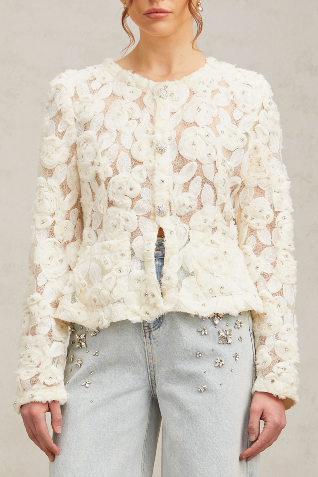 Flowering Girl Women Marianne Floral-Appliqué Embellished Jacket