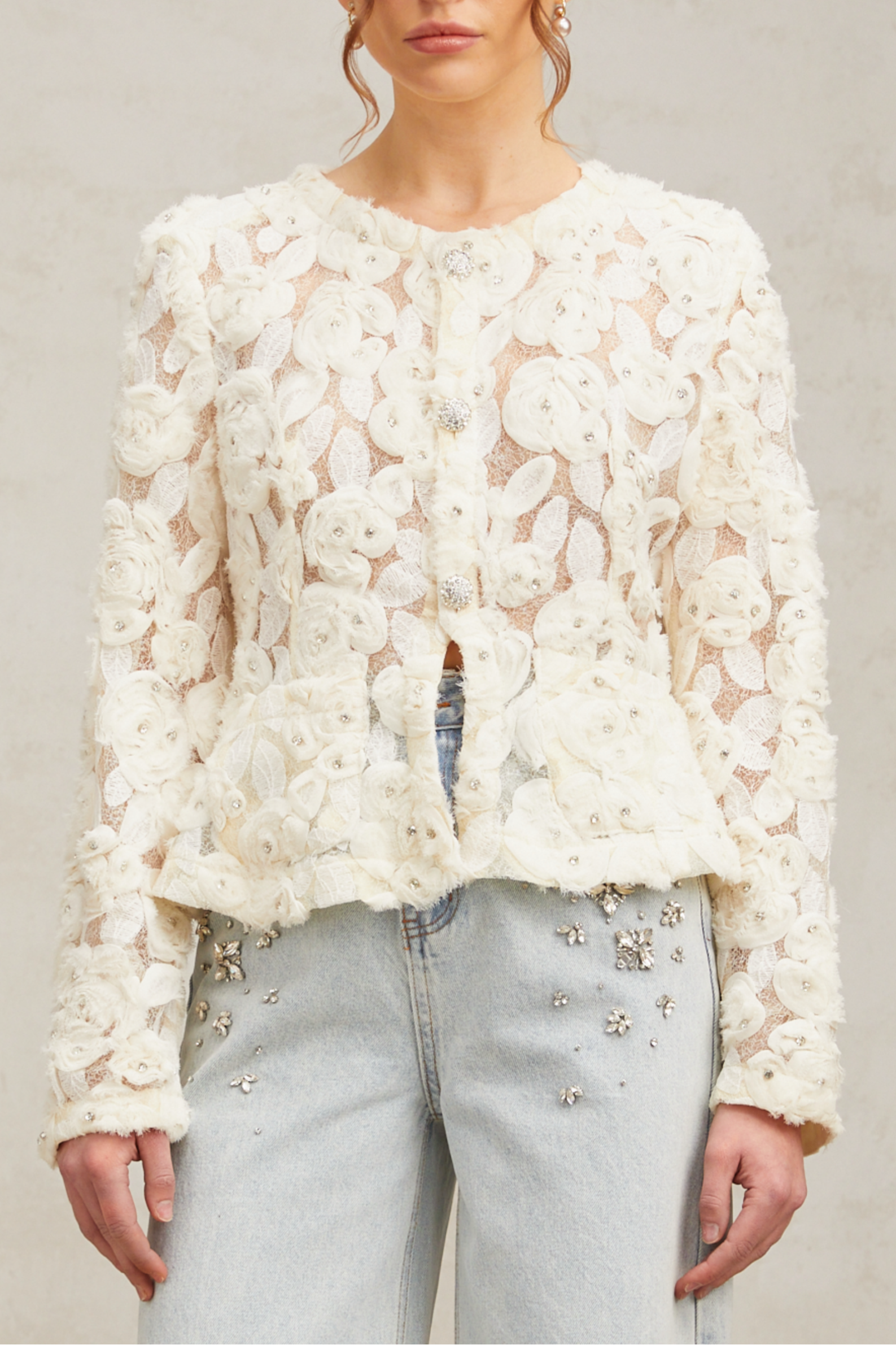 Flowering Girl Women Marianne Floral-Appliqué Embellished Jacket
