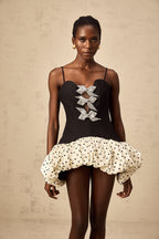 Flowering Girl Women Bérengère color-blocked bowknot polka-dot mini dress