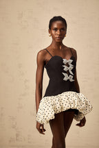 Flowering Girl Women Bérengère color-blocked bowknot polka-dot mini dress