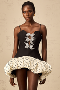 Flowering Girl Women Bérengère color-blocked bowknot polka-dot mini dress
