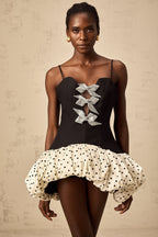 Flowering Girl Women Bérengère color-blocked bowknot polka-dot mini dress