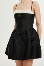 Eliza lace-trim flared mini dress