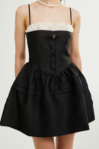 Eliza lace-trim flared mini dress