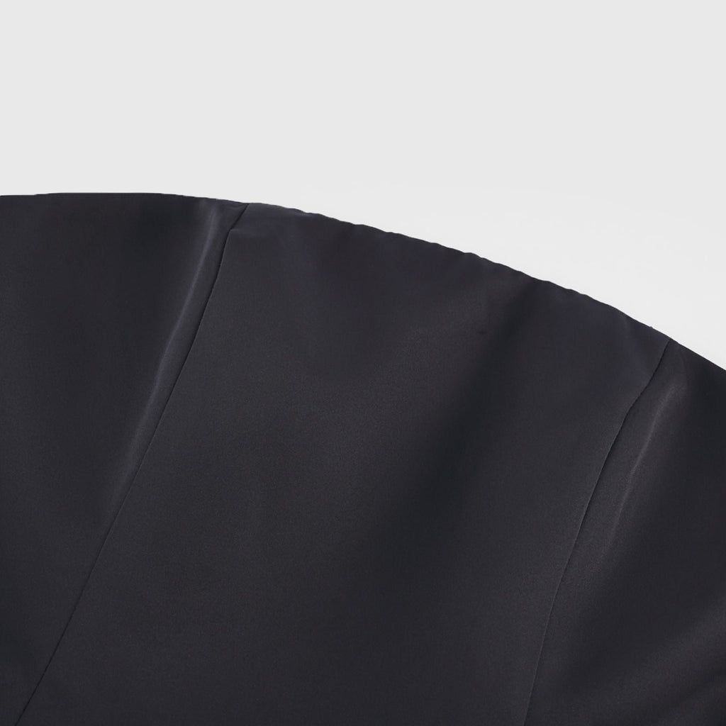 Lucie Black Petal-Layered Strapless Corset Mini Dress