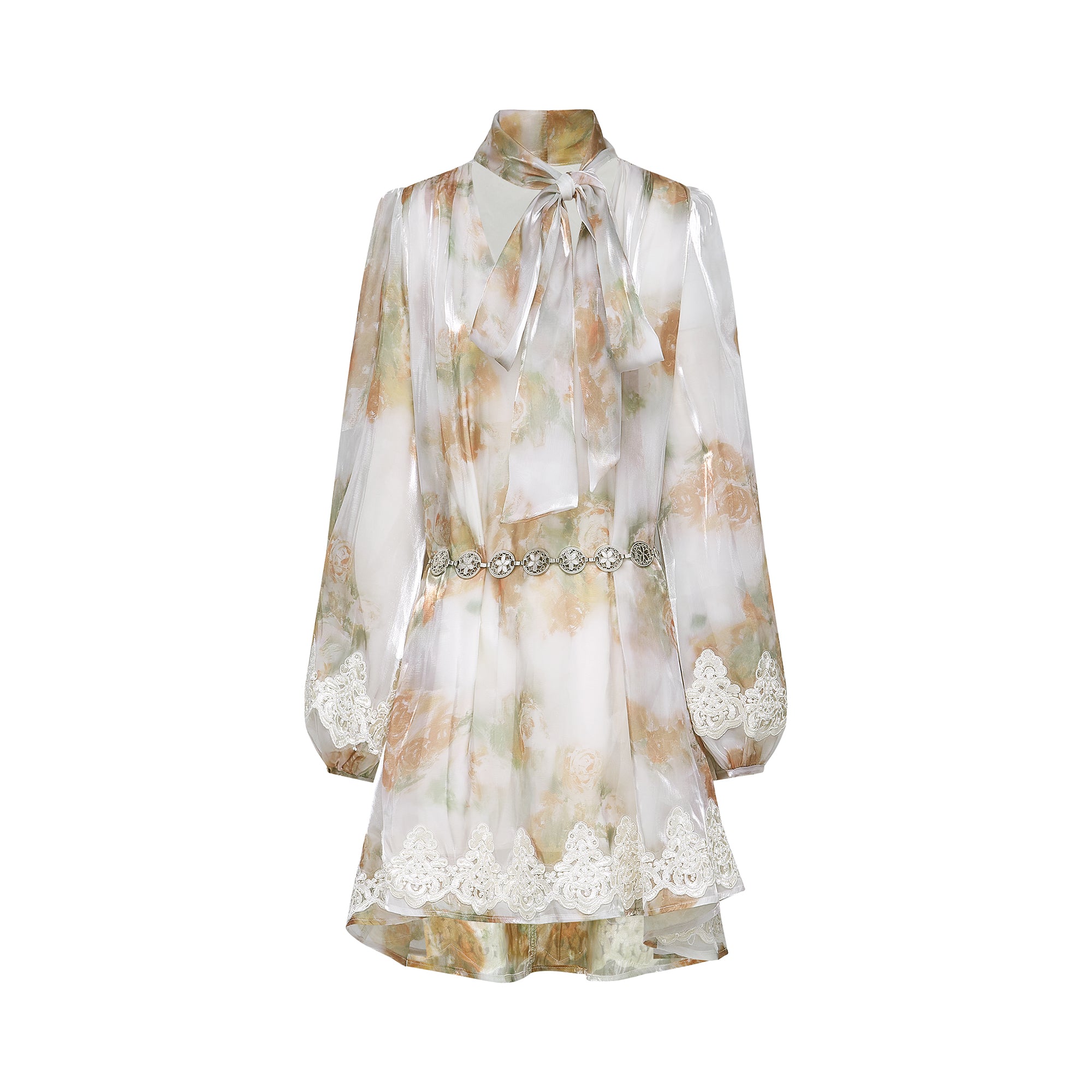 Flowering Girl Women Delphine faux-pearl embellished mini dress in Neutrals