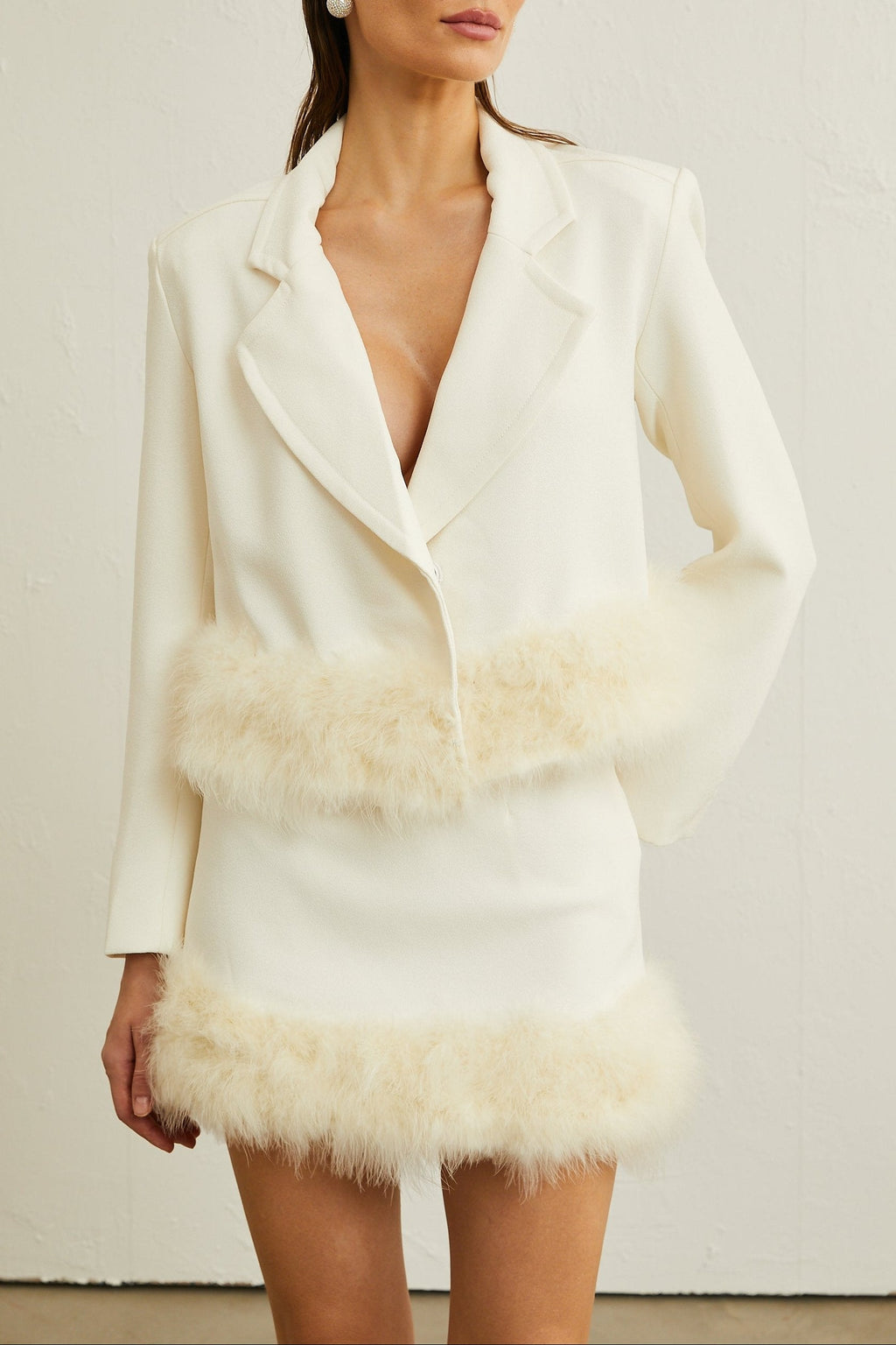 Flowering Girl Women Valérie Feather-Hem Blazer & Skirt Matching Set