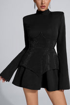 Flowering Girl Women Keilani Black Long Sleeve Mini Bodysuit