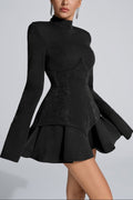 Flowering Girl Women Keilani Black Long Sleeve Mini Bodysuit