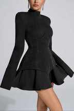 Flowering Girl Women Keilani Black Long Sleeve Mini Bodysuit
