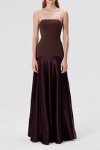 Flowering Girl Women Aura Strapless Gown in Espresso