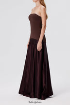 Flowering Girl Women Aura Strapless Gown in Espresso